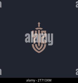 YZ logo monogram with sword and shield style design template vector Stock Vector
