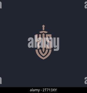 YS logo monogram with sword and shield style design template vector Stock Vector