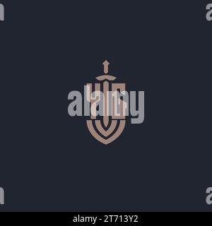 YG logo monogram with sword and shield style design template vector Stock Vector