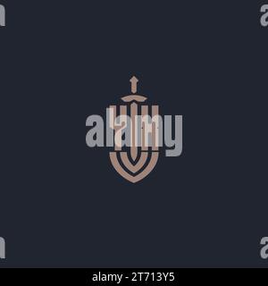 YX logo monogram with sword and shield style design template vector Stock Vector