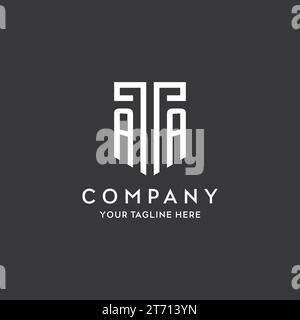 AA monogram initial name with shield shape icon design vector graphic Stock Vector