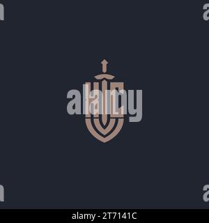 XC logo monogram with sword and shield style design template vector Stock Vector