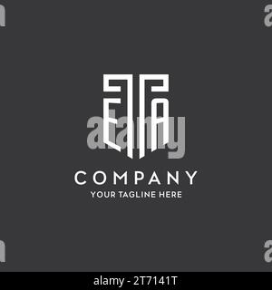 EA monogram initial name with shield shape icon design vector graphic Stock Vector