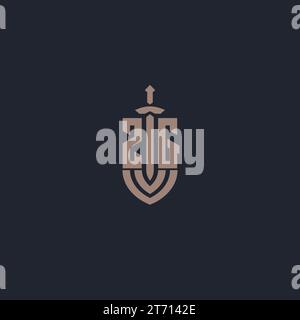 ZG logo monogram with sword and shield style design template vector Stock Vector