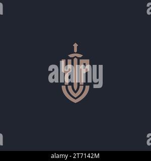 YP logo monogram with sword and shield style design template vector Stock Vector