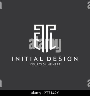 EL monogram initial name with shield shape icon design vector graphic Stock Vector