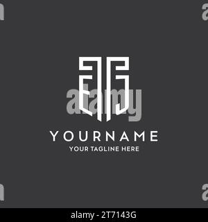 EJ monogram initial name with shield shape icon design vector graphic Stock Vector