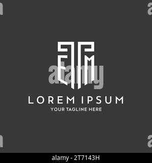EM monogram initial name with shield shape icon design vector graphic Stock Vector