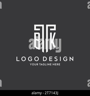 BK monogram initial name with shield shape icon design vector graphic Stock Vector