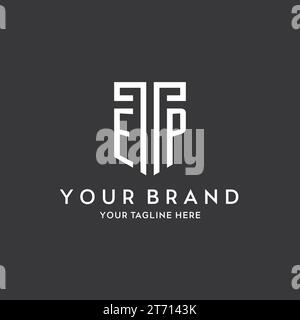 EP monogram initial name with shield shape icon design vector graphic Stock Vector