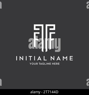 FF monogram initial name with shield shape icon design vector graphic Stock Vector