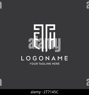 EH monogram initial name with shield shape icon design vector graphic Stock Vector