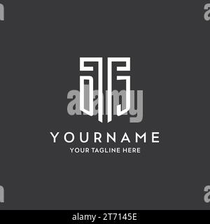 DJ monogram initial name with shield shape icon design vector graphic Stock Vector
