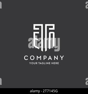 EN monogram initial name with shield shape icon design vector graphic Stock Vector
