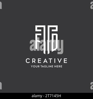 FD monogram initial name with shield shape icon design vector graphic Stock Vector
