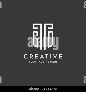 GD monogram initial name with shield shape icon design vector graphic Stock Vector