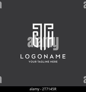 GH monogram initial name with shield shape icon design vector graphic Stock Vector