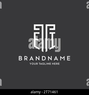 EI monogram initial name with shield shape icon design vector graphic Stock Vector