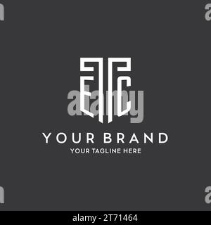 EC monogram initial name with shield shape icon design vector graphic Stock Vector