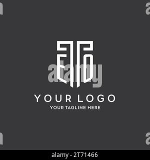EO monogram initial name with shield shape icon design vector graphic Stock Vector