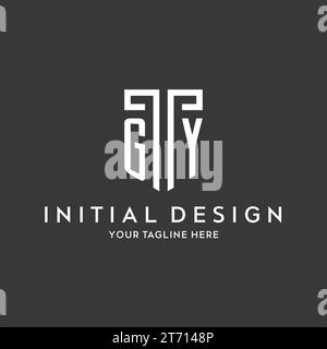 GY monogram initial name with shield shape icon design vector graphic Stock Vector