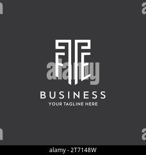 FE monogram initial name with shield shape icon design vector graphic Stock Vector