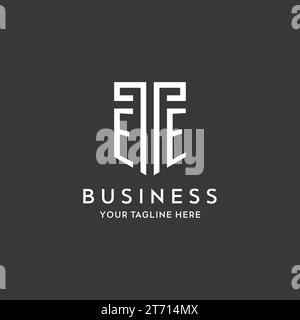 EE monogram initial name with shield shape icon design vector graphic Stock Vector