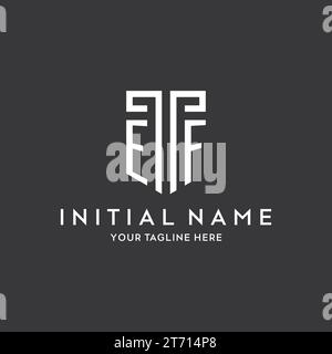 EF monogram initial name with shield shape icon design vector graphic Stock Vector