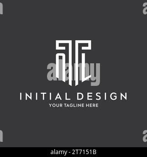 NL monogram initial name with shield shape icon design vector graphic Stock Vector