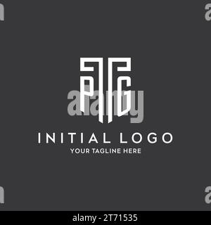 PG monogram initial name with shield shape icon design vector graphic Stock Vector