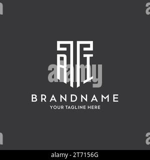 RI monogram initial name with shield shape icon design vector graphic Stock Vector