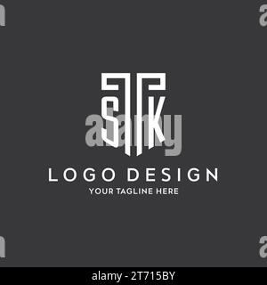 SK monogram initial name with shield shape icon design vector graphic Stock Vector