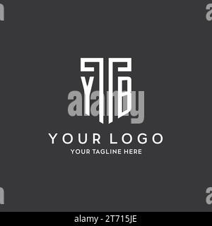 YB monogram initial name with shield shape icon design vector graphic Stock Vector