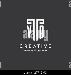 VQ monogram initial name with shield shape icon design vector graphic Stock Vector