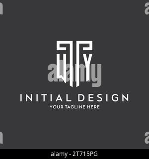 WY monogram initial name with shield shape icon design vector graphic Stock Vector