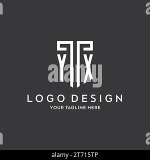 YX monogram initial name with shield shape icon design vector graphic Stock Vector
