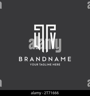 WV monogram initial name with shield shape icon design vector graphic Stock Vector