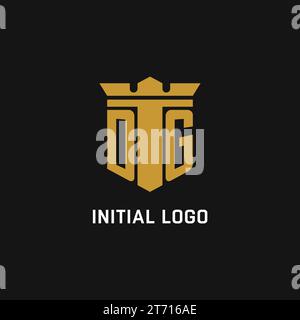 DG initial logo with shield and crown style design ideas Stock Vector