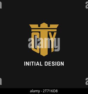 CY initial logo with shield and crown style design ideas Stock Vector