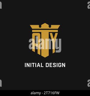 AY initial logo with shield and crown style design ideas Stock Vector