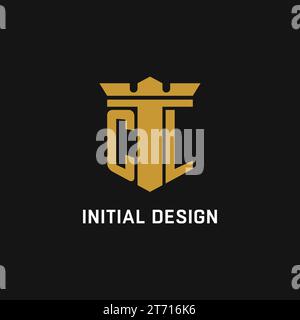 CL initial logo with shield and crown style design ideas Stock Vector