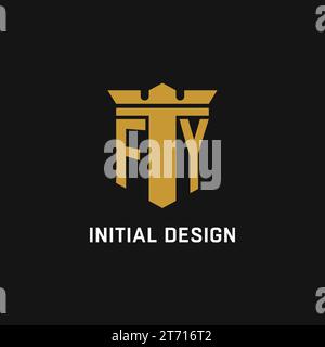 FY initial logo with shield and crown style design ideas Stock Vector