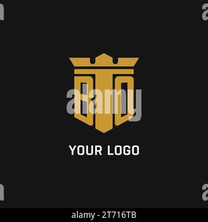 BO initial logo with shield and crown style design ideas Stock Vector