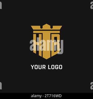 HB initial logo with shield and crown style design ideas Stock Vector
