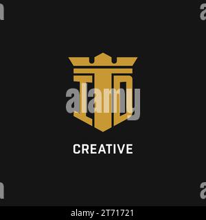 ID initial logo with shield and crown style design ideas Stock Vector