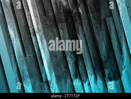 Black and blue stripes grunge watercolor geometric background. Abstract hi-tech vector design Stock Vector