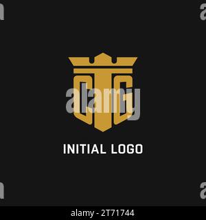 CG initial logo with shield and crown style design ideas Stock Vector