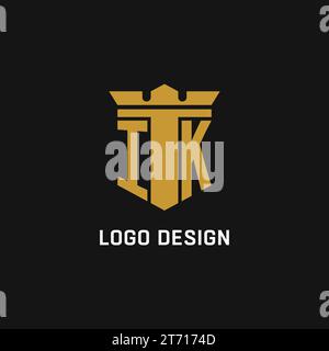 IK initial logo with shield and crown style design ideas Stock Vector