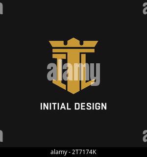 IL initial logo with shield and crown style design ideas Stock Vector