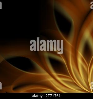 Golden smooth abstract waves on black background. Vector graphic design Stock Vector